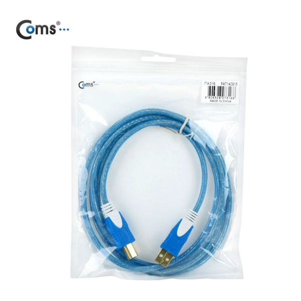 Coms USB 2.0 케이블(컬러일반/AB형) 1.8M, Blue