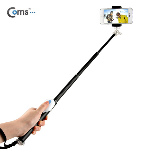 Coms 프리미엄 카메라 모노포드 Set(셀카봉/75cm), 무선셔터, Black