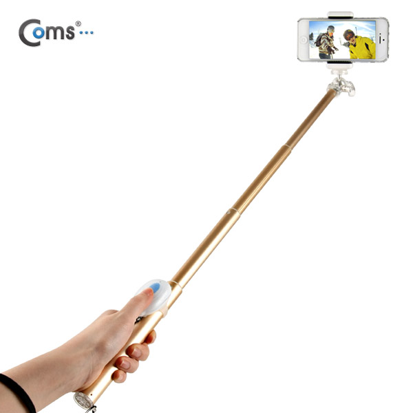 Coms 프리미엄 카메라 모노포드 Set(셀카봉/75cm), 무선셔터, Gold