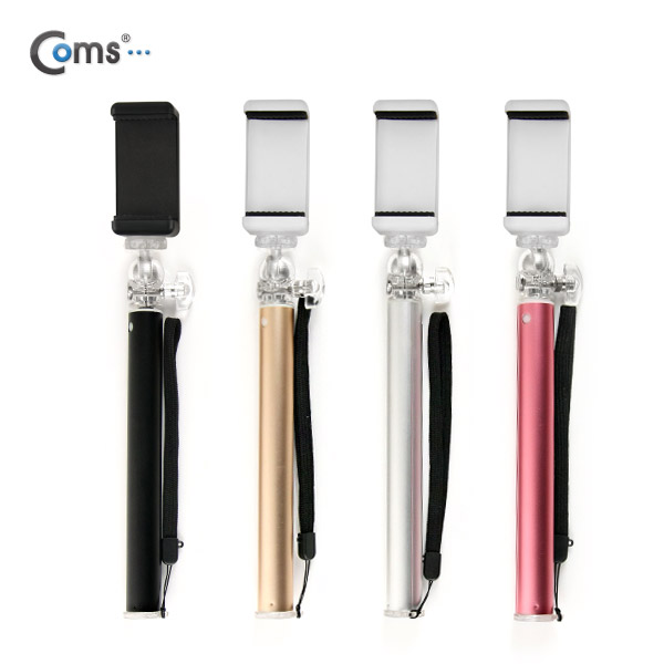 Coms 프리미엄 카메라 모노포드 Set(셀카봉/75cm), 무선셔터, Gold