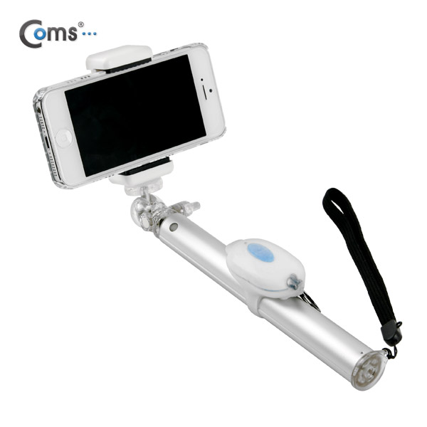 Coms 프리미엄 카메라 모노포드 Set(셀카봉/75cm), 무선셔터, Silver