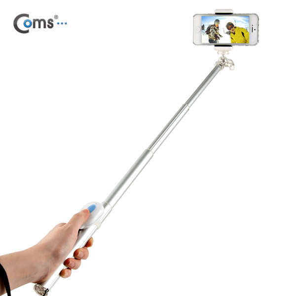 Coms 프리미엄 카메라 모노포드 Set(셀카봉/75cm), 무선셔터, Silver