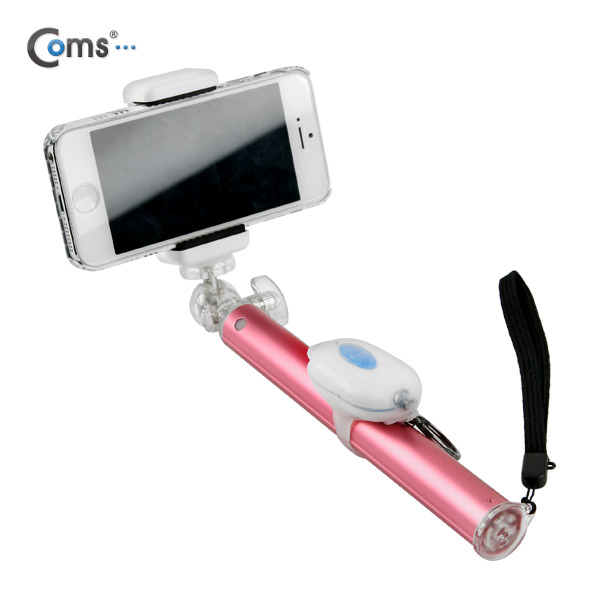 Coms 프리미엄 카메라 모노포드 Set(셀카봉/75cm), 무선셔터, Pink