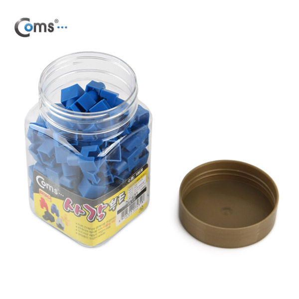 Coms 부트(사각) 파랑 RJ45, PVC통 - 100ea
