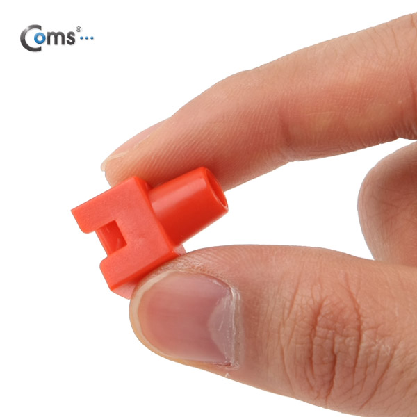 Coms 부트(사각) 빨강 RJ45, PVC통 - 100EA