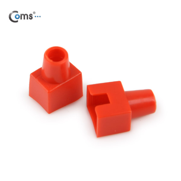 Coms 부트(사각) 빨강 RJ45, PVC통 - 100EA