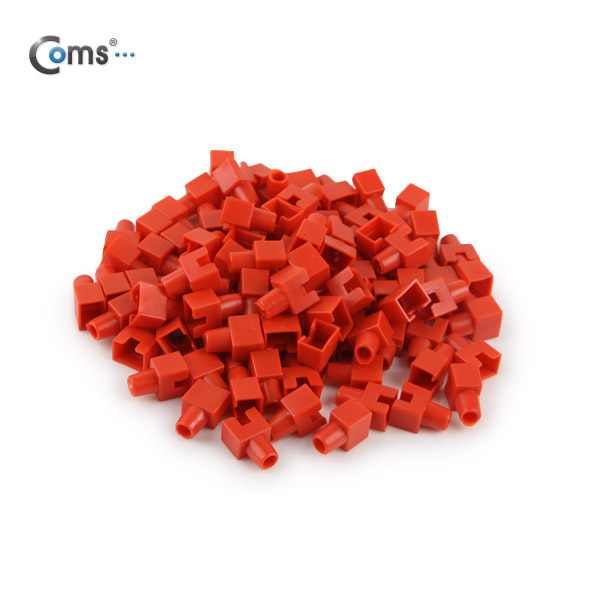 Coms 부트(사각) 빨강 RJ45, PVC통 - 100EA