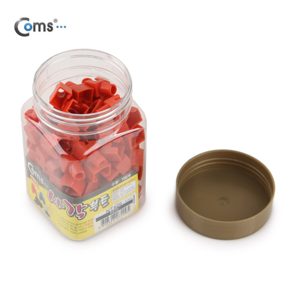 Coms 부트(사각) 빨강 RJ45, PVC통 - 100EA