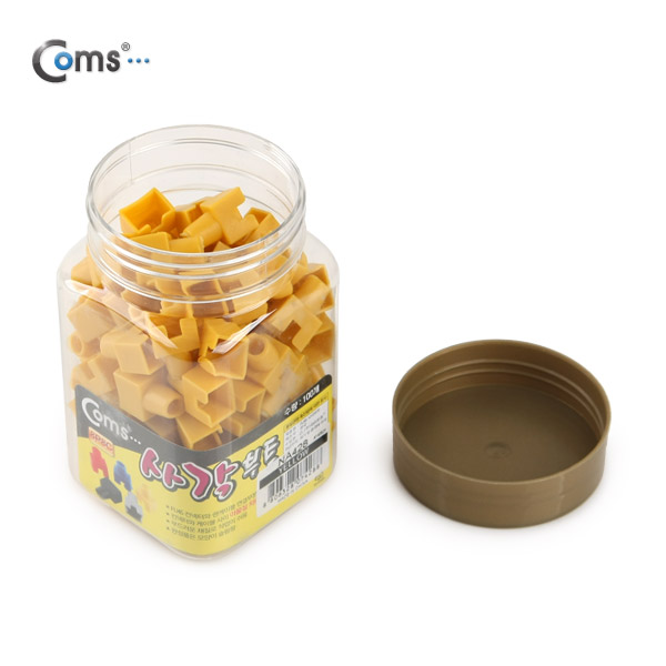 Coms 부트(사각) 노랑 RJ45, PVC통 - 100ea