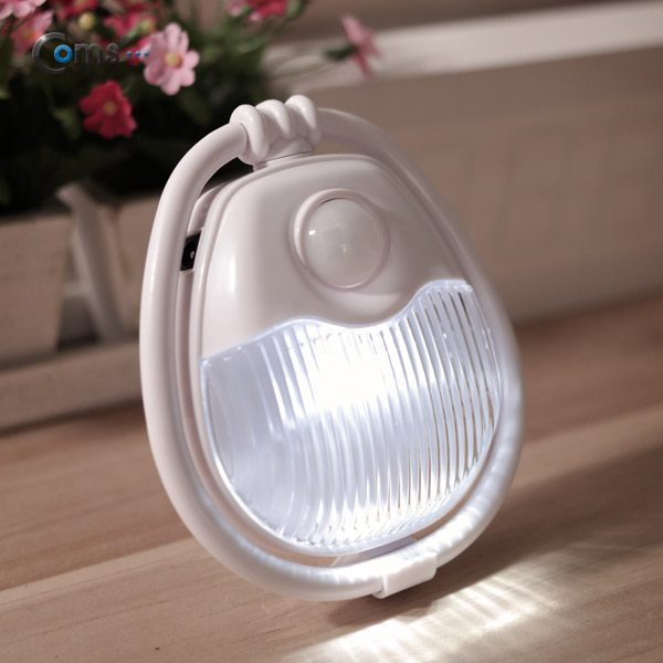 Coms 램프(센서등 감지형) 2LED 고리 타입, 수동/자동 점등 선택스위치(AAx3)