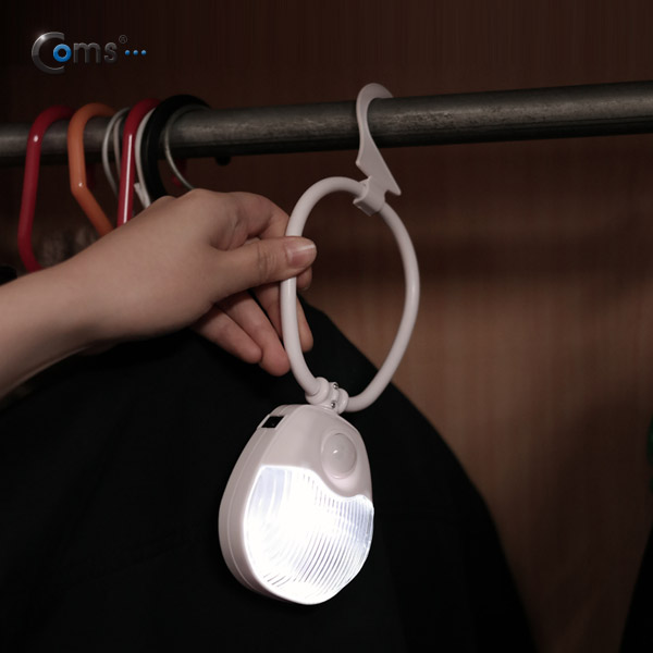 Coms 램프(센서등 감지형) 2LED 고리 타입, 수동/자동 점등 선택스위치(AAx3)
