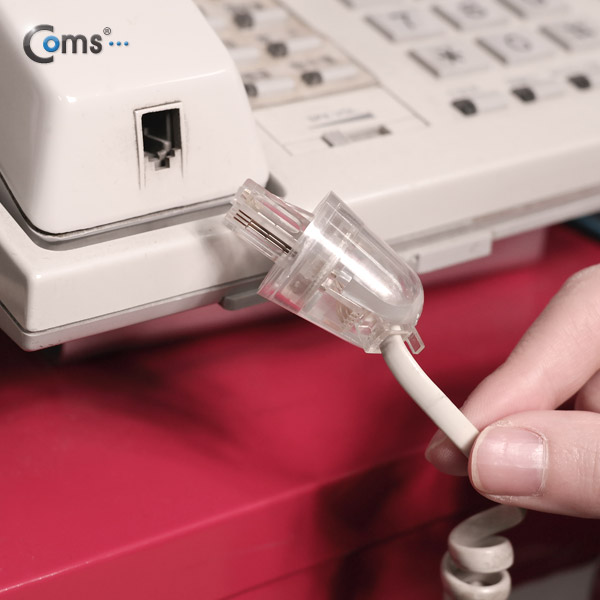 Coms 전화선 꼬임방지 6P4C 투명