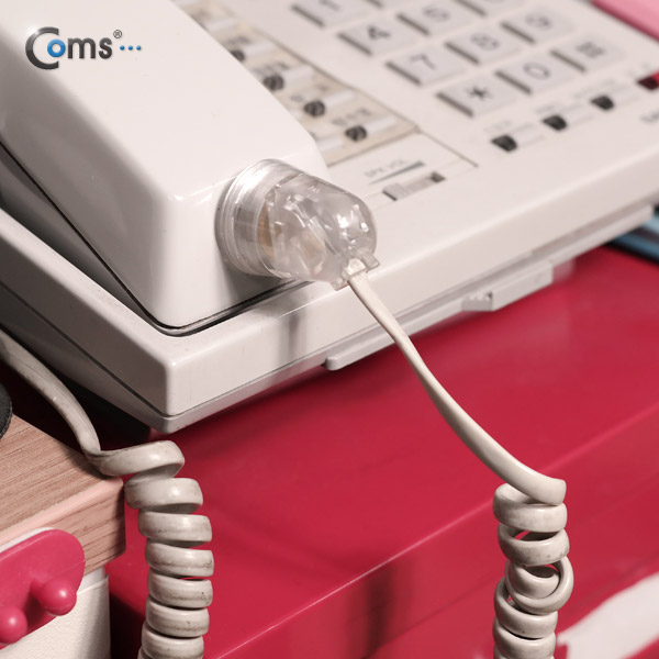 Coms 전화선 꼬임방지 6P4C 투명