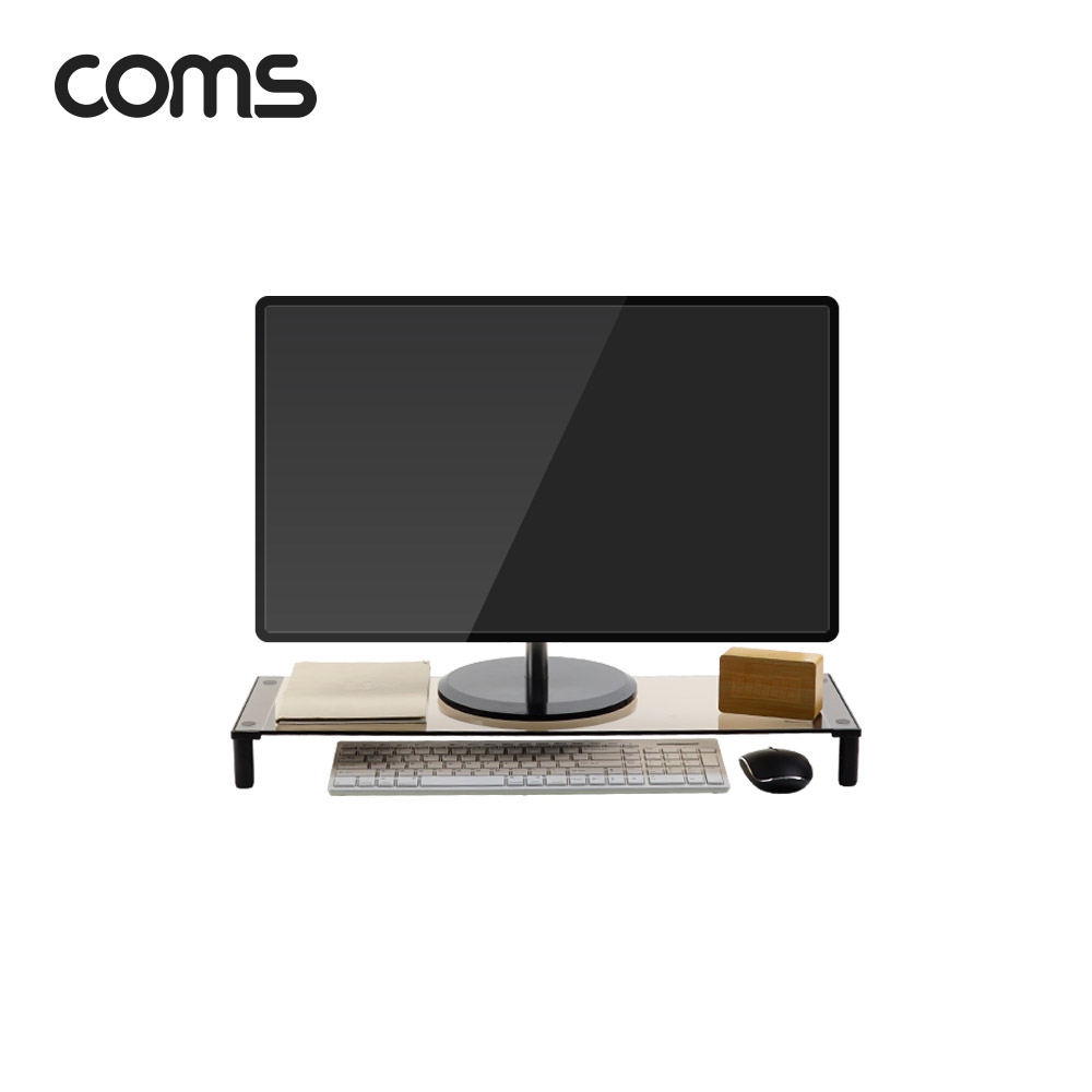 Coms 1단 모니터 받침대(컬러)-키보드,마우스 숨김 스탠드 (62cm X 21cm)