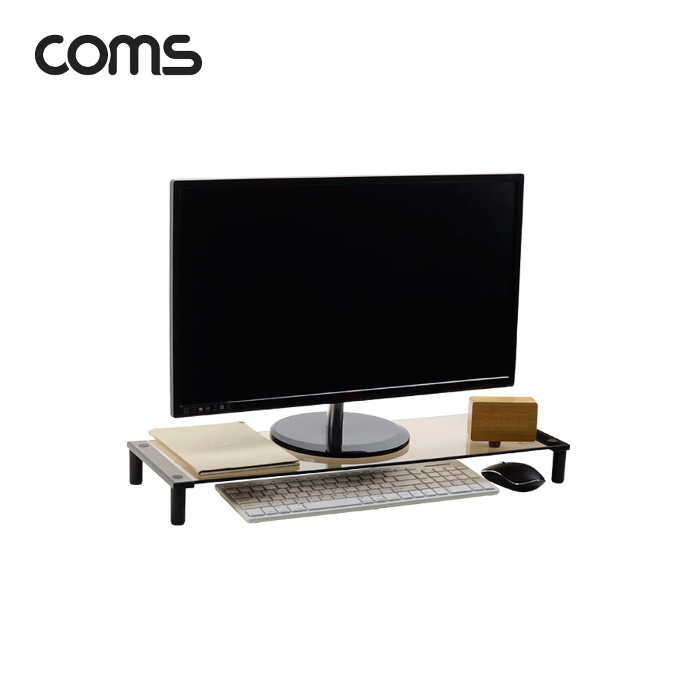 Coms 1단 모니터 받침대(컬러)-키보드,마우스 숨김 스탠드 (62cm X 21cm)