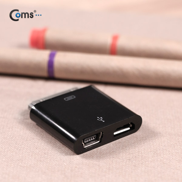 Coms 아이폰 변환젠더(Mini 5P F + Micro B F to 애플 30P),