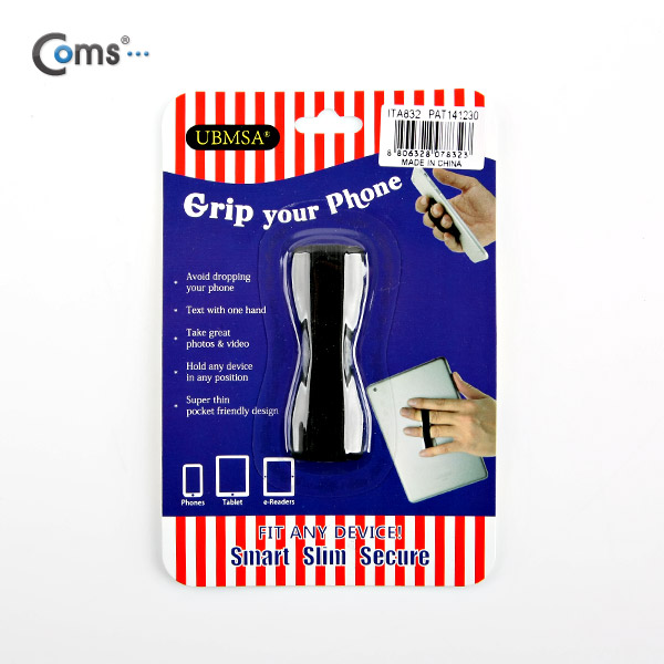 Coms 스마트폰 그립 패드 (핑거Grip), Black