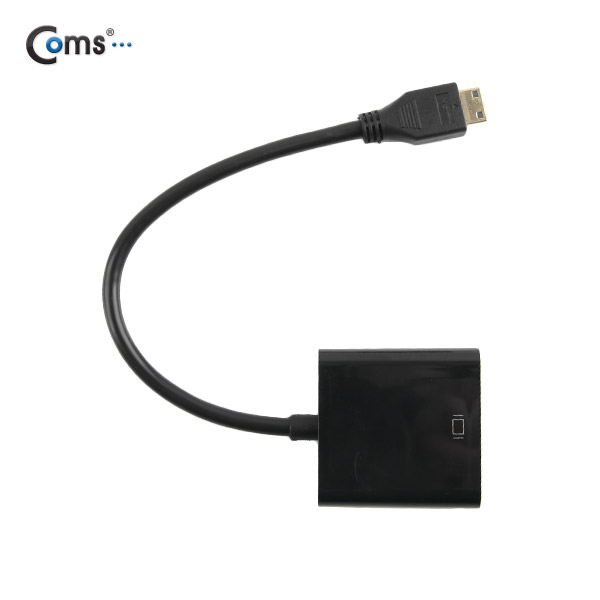 Coms HDMI 컨버터(Mini HDMI->VGA) 오디오미지원 Black, 케이블일체형