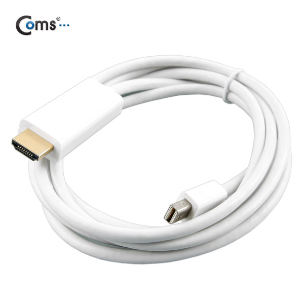 Coms 디스플레이 포트(Mini) 케이블 1.8M, White, HDMI 변환