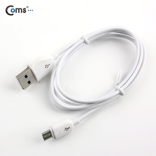 Coms USB/Micro USB(B) 케이블(슬림형), 1M, White