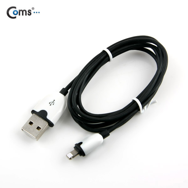 Coms IOS 8핀 (8Pin) 슬림형 케이블 1M, Black