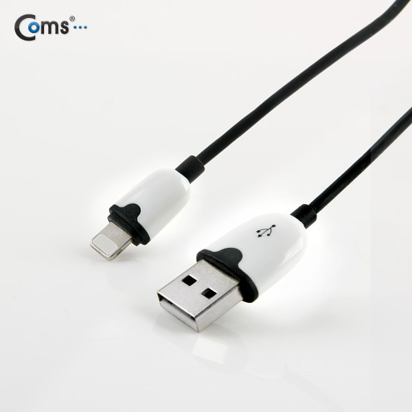 Coms IOS 8핀 (8Pin) 슬림형 케이블 1M, Black