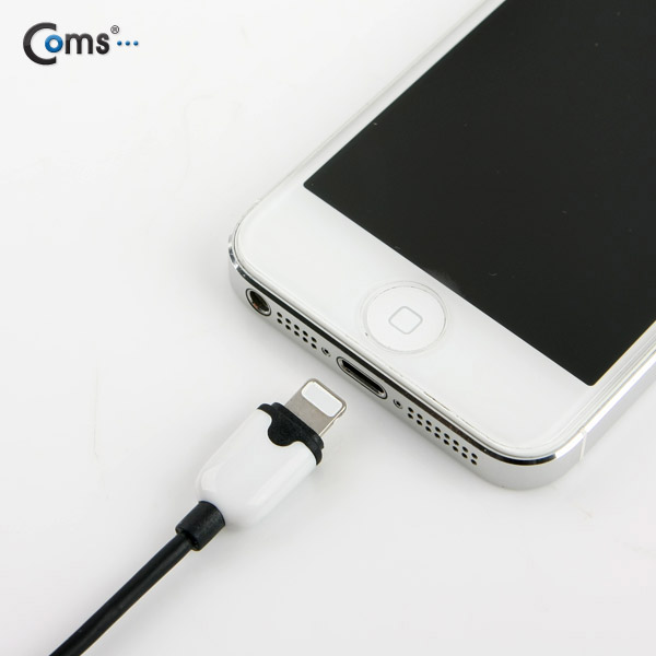 Coms IOS 8핀 (8Pin) 슬림형 케이블 1M, Black