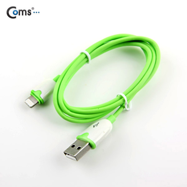 Coms IOS 8핀 (8Pin) 슬림형 케이블 1M, Green
