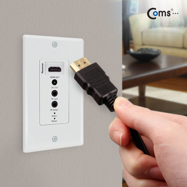 Coms HDMI 리피터(RJ45) 벽면 콘센트형(송수신기 세트, 1R 전송가능)