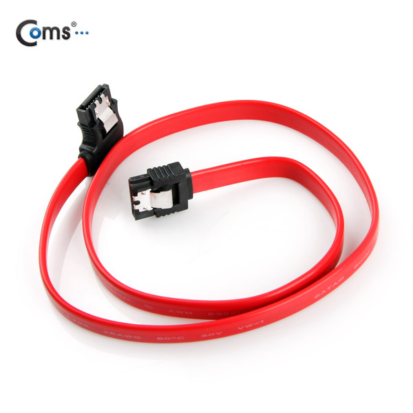 Coms SATA 하드 케이블 ㄱ자/클립형, 50cm, (F/F), 좌향90도 꺾임(꺽임)