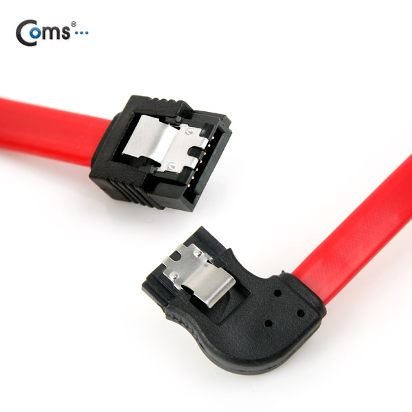 Coms SATA 하드 케이블 ㄱ자/클립형, 50cm, (F/F), 좌향90도 꺾임(꺽임)