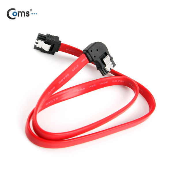 Coms SATA 하드 케이블 ㄱ자/클립형, 50cm, (F/F), 우향90도 꺾임(꺽임)