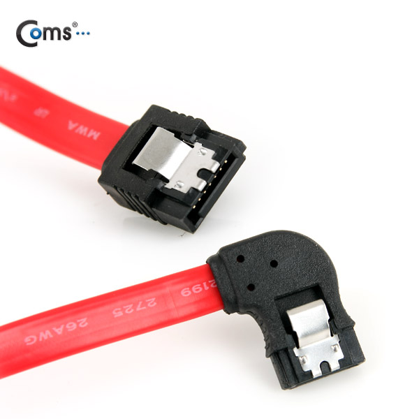 Coms SATA 하드 케이블 ㄱ자/클립형, 50cm, (F/F), 우향90도 꺾임(꺽임)