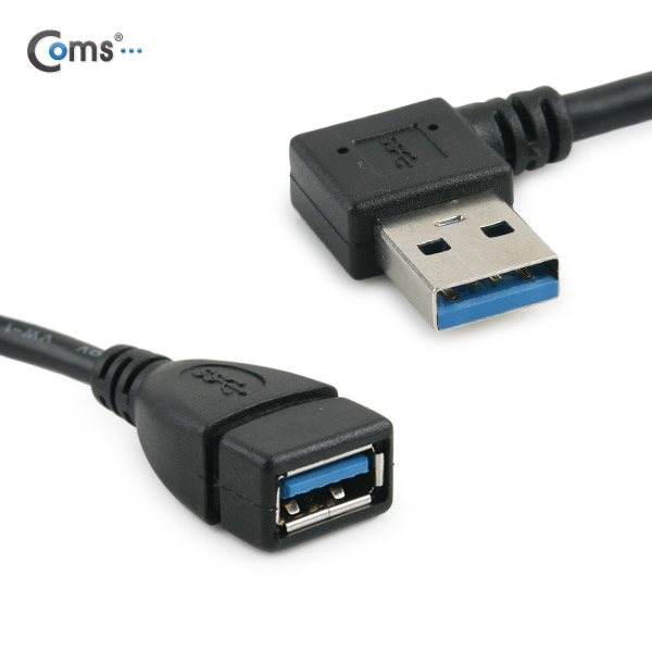 Coms USB 3.0 연장 젠더(M/F) 좌향 90도 꺾임형(꺽임) / Black
