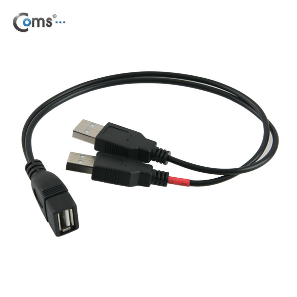 Coms USB 연장 젠더(F/M*2) USB 전원 추가공급(적색마크) 30cm