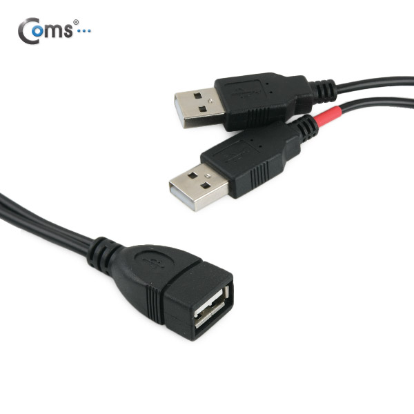 Coms USB 연장 젠더(F/M*2) USB 전원 추가공급(적색마크) 30cm