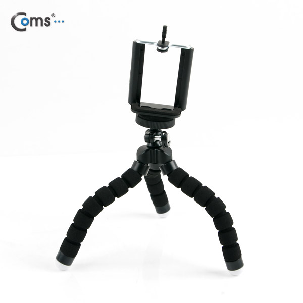 Coms 플렉시블 삼각대 (관절형 / 스마트폰가이드), 스폰지재질, (BLACK)