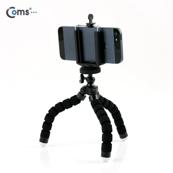 Coms 플렉시블 삼각대 (관절형 / 스마트폰가이드), 스폰지재질, (BLACK)