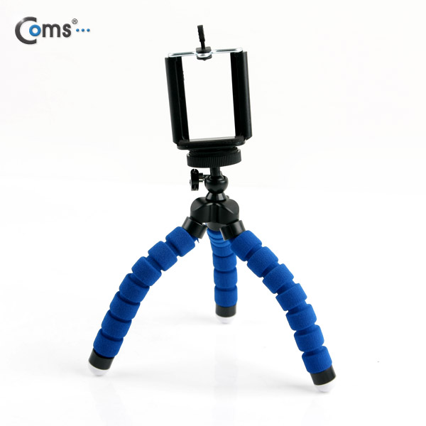 Coms 플렉시블 삼각대 (관절형 / 스마트폰가이드), 스폰지재질, (BLUE)