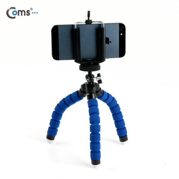 Coms 플렉시블 삼각대 (관절형 / 스마트폰가이드), 스폰지재질, (BLUE)