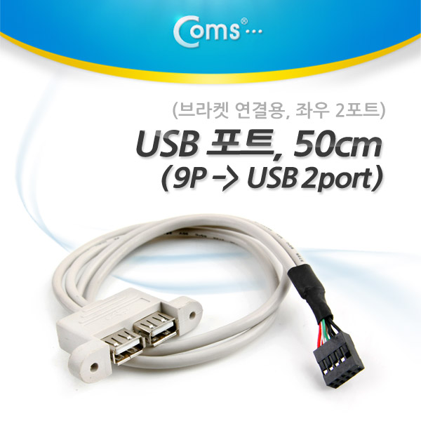 Coms USB 포트 (9P -> 2port USB) 50cm, 좌우 2P/ White