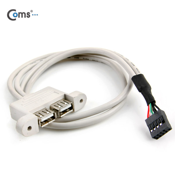 Coms USB 포트 (9P -> 2port USB) 50cm, 좌우 2P/ White