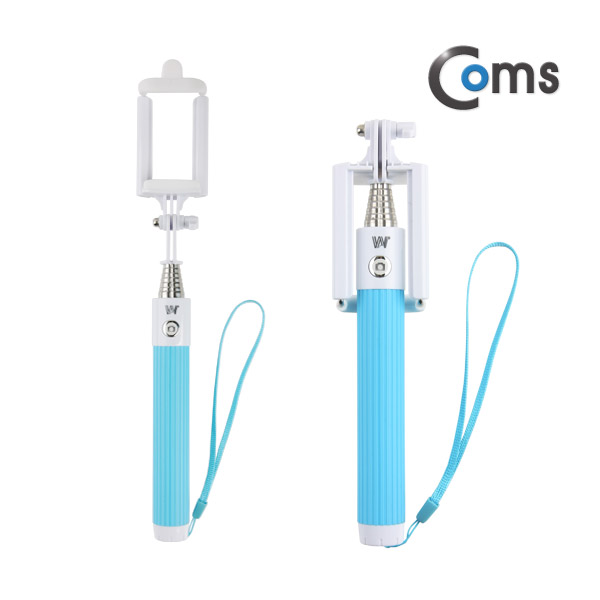 Coms 블루투스 접이식 일체형 셀카봉, BLUE