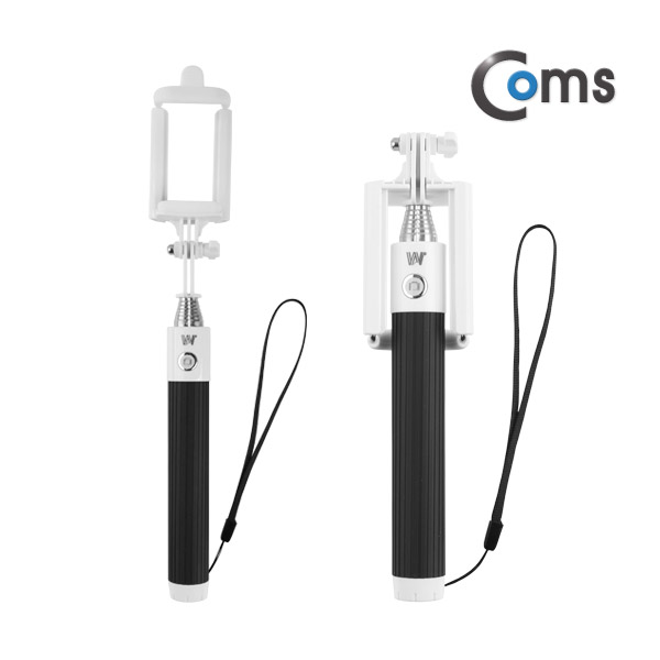 Coms 블루투스 접이식 일체형 셀카봉, BLACK