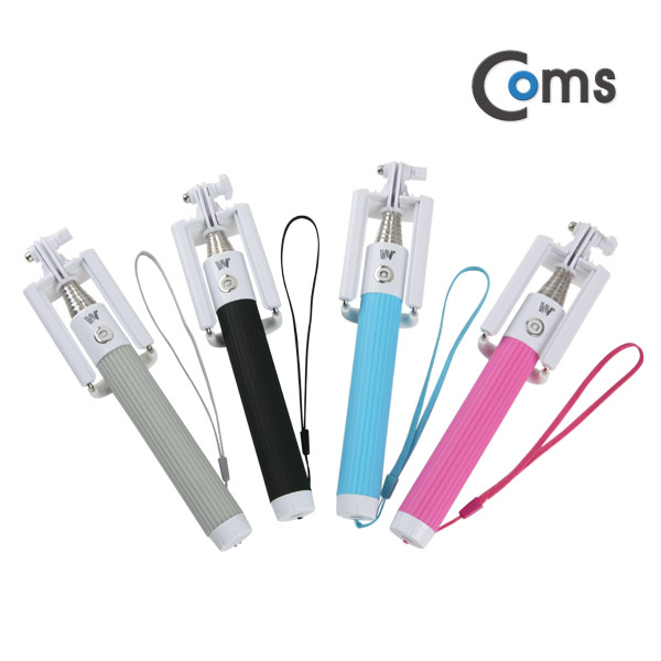 Coms 블루투스 접이식 일체형 셀카봉, BLACK