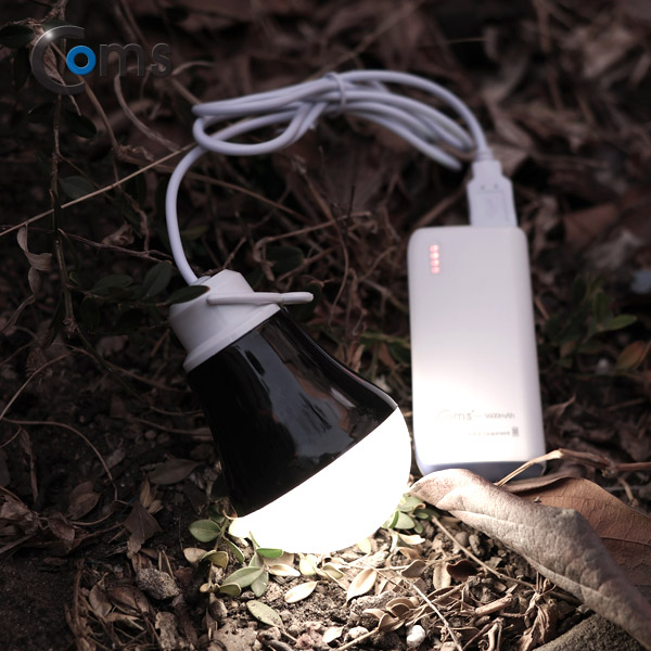 Coms 캠핑용 USB 램프(5V / 3W, 전구형) 길이 1M /Black