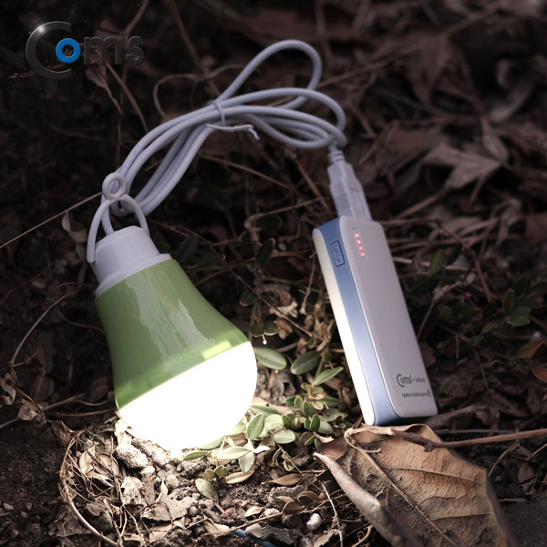 Coms 캠핑용 USB 램프(5V / 3W, 전구형) 길이 1M /Green