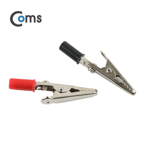 Coms 악어 클립(적색/흑색) 2개, 상하 비대칭, L: 55mm/A: 5mm