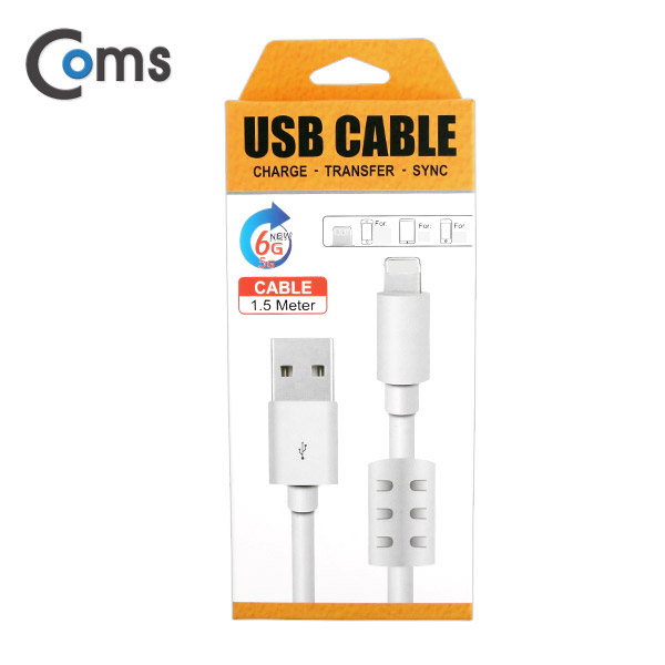 Coms iOS IOS 8핀 (8Pin) 케이블 USB/ 8Pin (필터) 1.5M, White