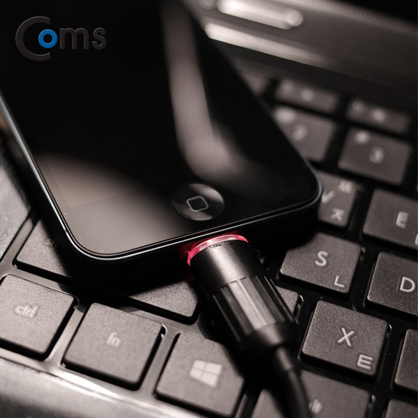 Coms USB/Lightning 8P 케이블, LED(완충알림), Black, 1.2M